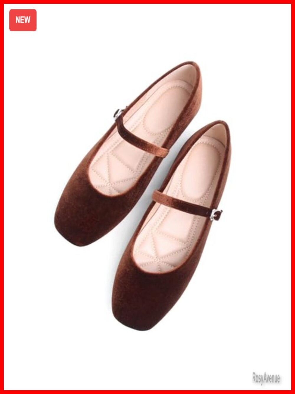 Faux Leather Mary Jane Flats Retro Square Toe Adjustable Strap